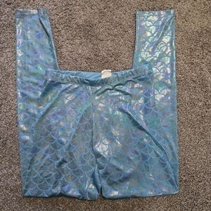 Unknown Brand L Blue Mermaid Scale Shiny Leggings